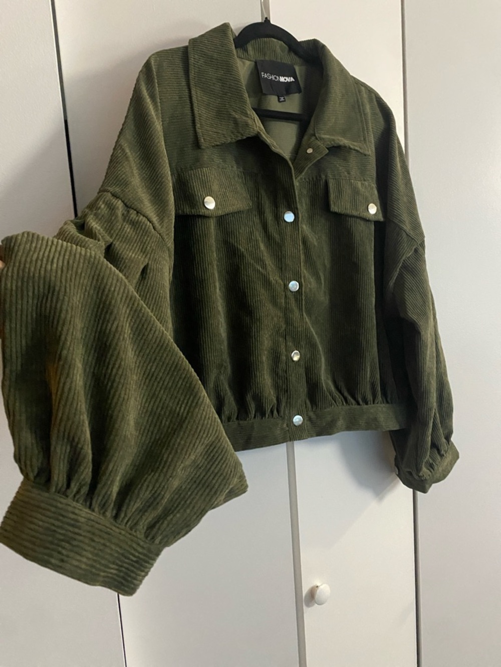 Fashion Nova Road Tripping Corduroy Jacket - Olive